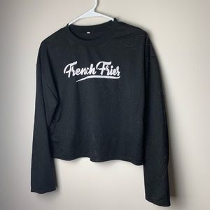 black “french fries” sweater